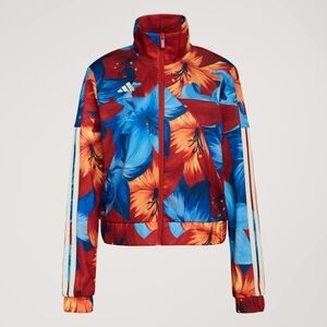 Adidas Women's Floral Bomber Jacket - Red, Blue, Orange